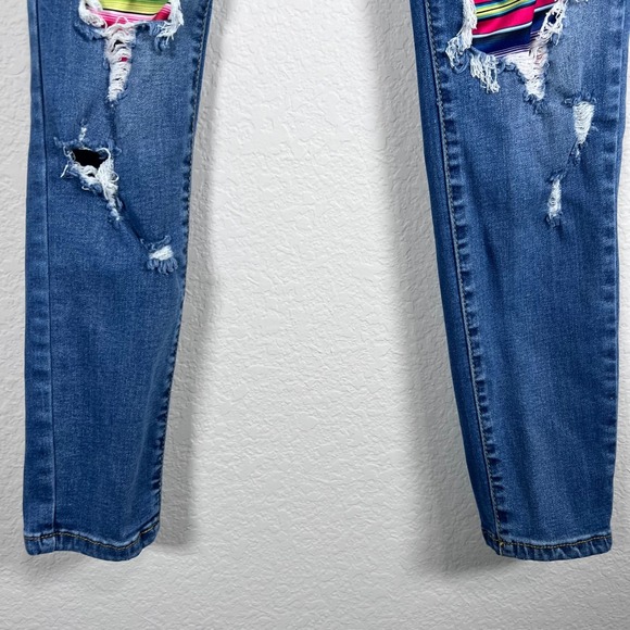 Judy‎ Blue Distressed Skinny Jeans Rainbow Patches Denim Womens Size 5/ 27 - Picture 7 of 11